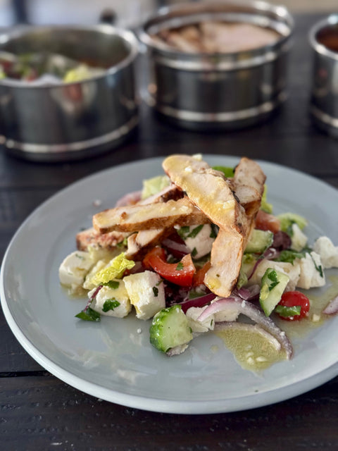 Greek Salad with Heirloom Chicken